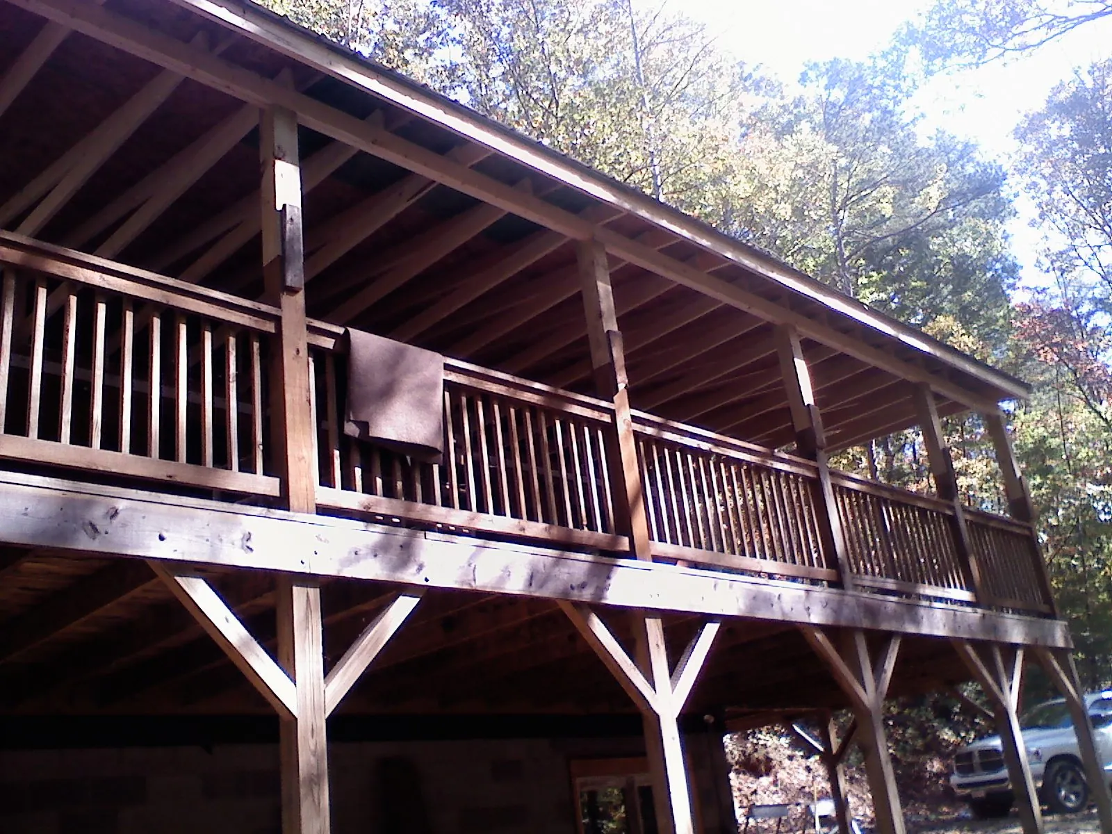 Timber framing under a new elevated porch and deck — Roof Leak Repair in Buhl by Roofing Brothers